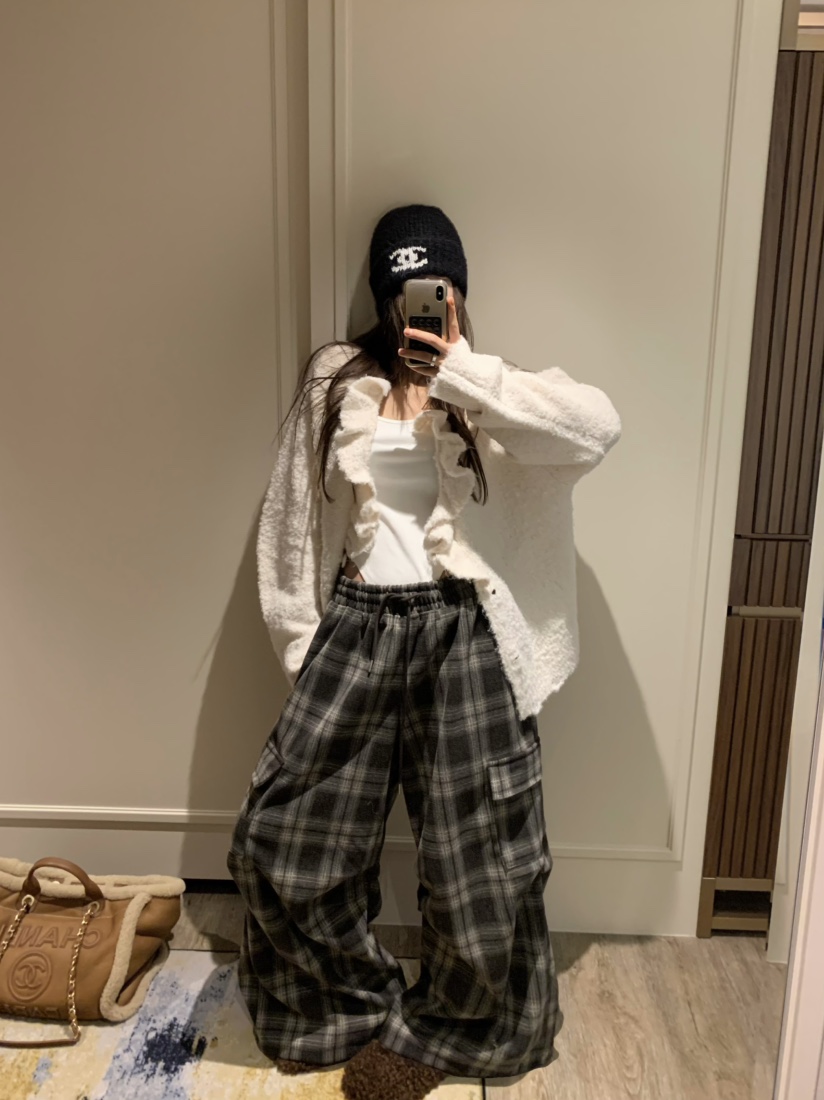 VIRKIN東大門㊣實拍女士新款25秋冬推薦時尚熱賣休閑褲格紋VIRKIN休閑褲