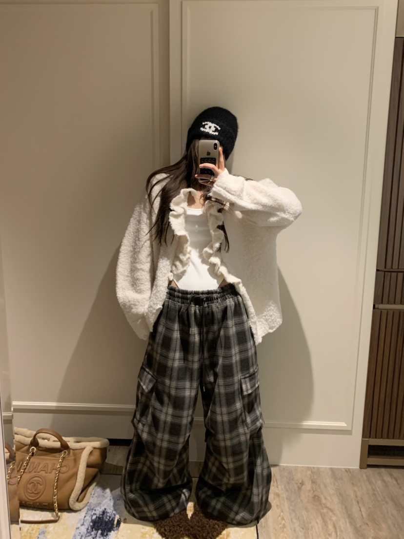 VIRKIN東大門㊣實拍女士新款25秋冬推薦時尚熱賣休閑褲格紋VIRKIN休閑褲