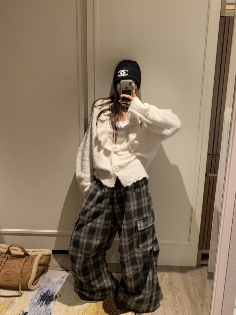 VIRKIN東大門㊣實拍女士新款25秋冬推薦時尚熱賣休閑褲格紋VIRKIN休閑褲