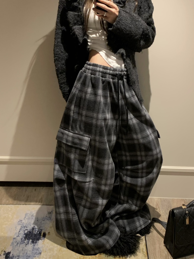 VIRKIN東大門㊣實拍女士新款25秋冬推薦時尚熱賣休閑褲格紋VIRKIN休閑褲圖色1