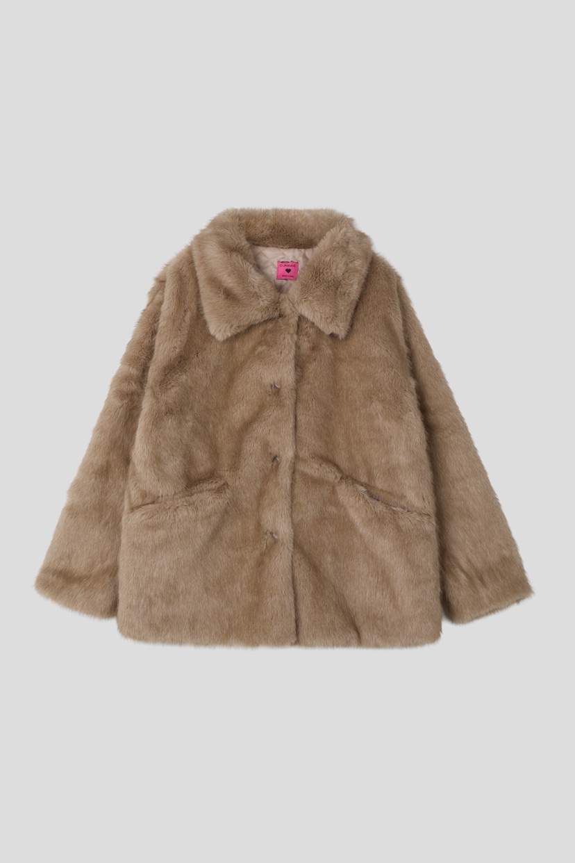 OURWAVE/OUR ROOM東大門㊣代購女裝新品真品中長款大衣生態毛毛皮Our Wave/Our Room中長款大衣圖色2