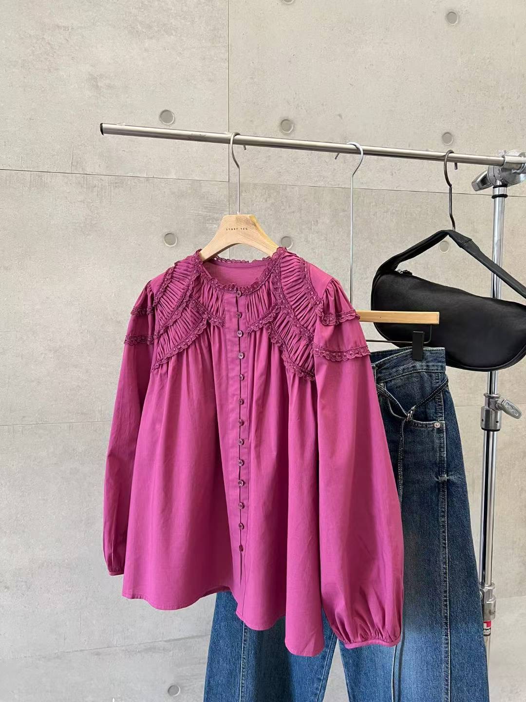 STORY TAG韓國直郵㊣女士新款25秋冬職業真品人氣襯衫蕾絲衫STORY TAG襯衫/蕾絲衫圖色1