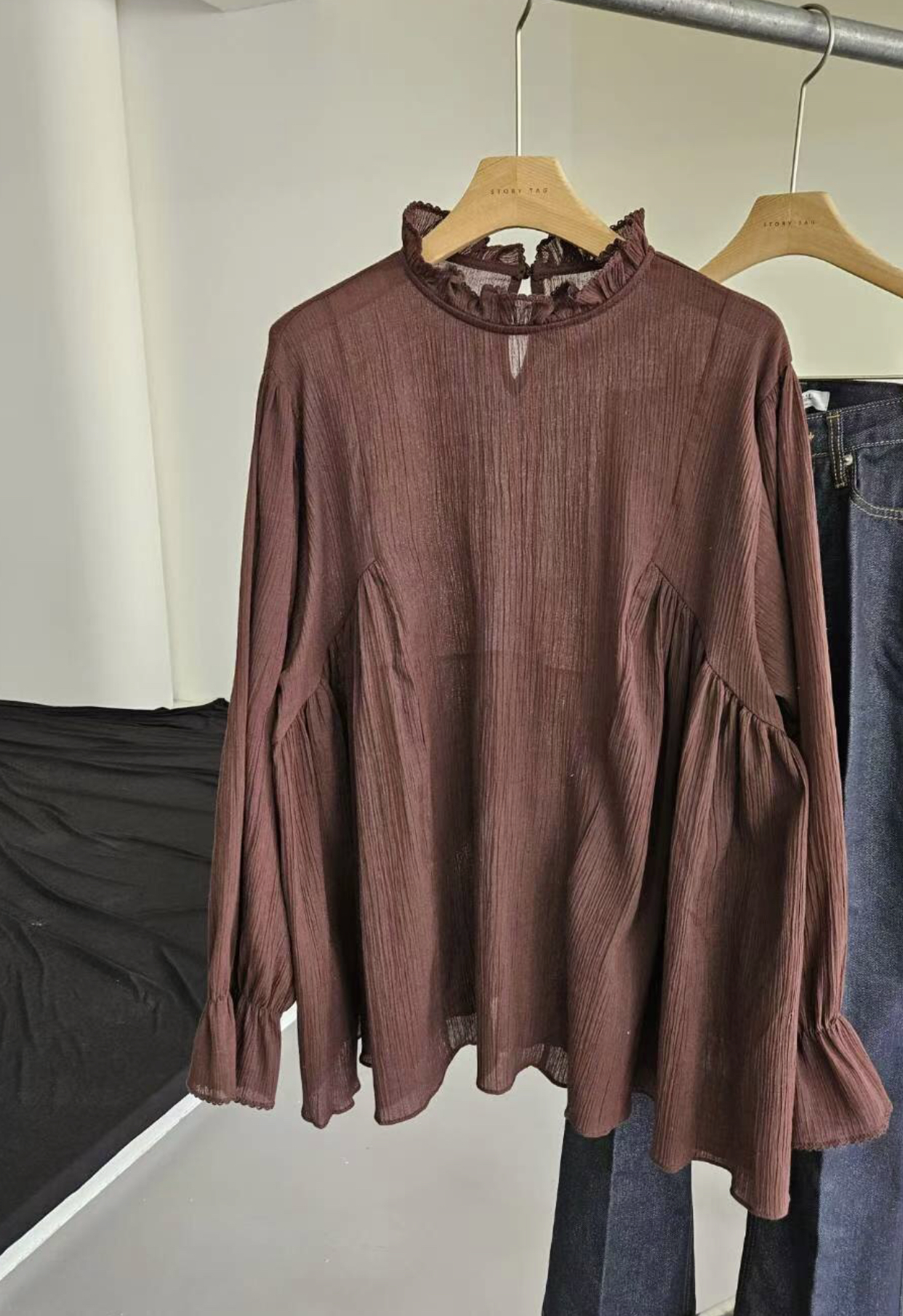 STORY TAG東大門㊣直郵女士新品25秋冬職業真品襯衫蕾絲衫STORY TAG襯衫/蕾絲衫圖色2