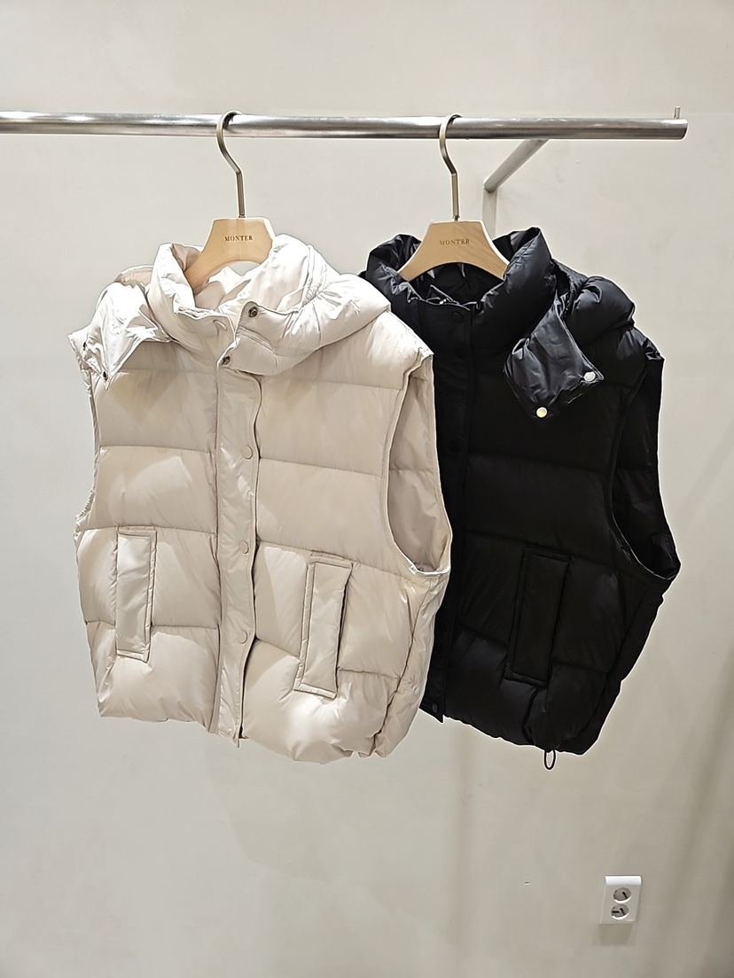 MONTER東大門㊣直郵女裝新款25秋冬真品馬甲可拆卸連帽鵝絨MONTER馬甲