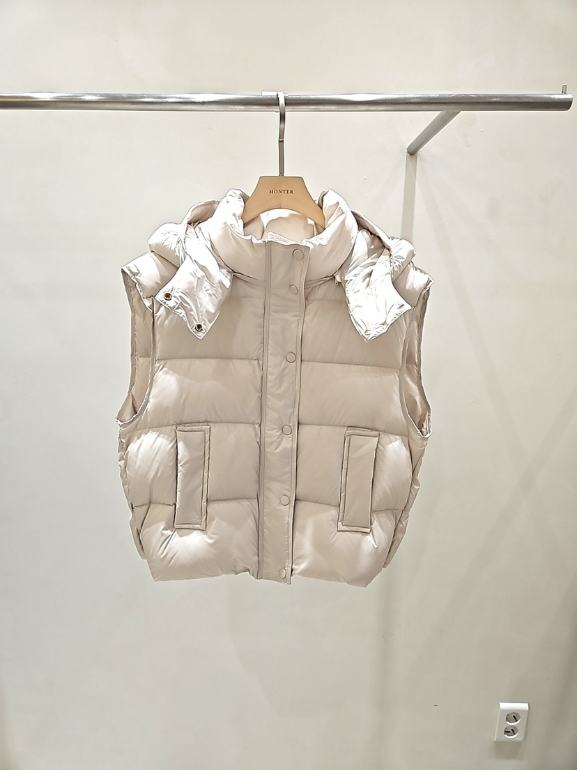 MONTER東大門㊣直郵女裝新款25秋冬真品馬甲可拆卸連帽鵝絨MONTER馬甲圖色1