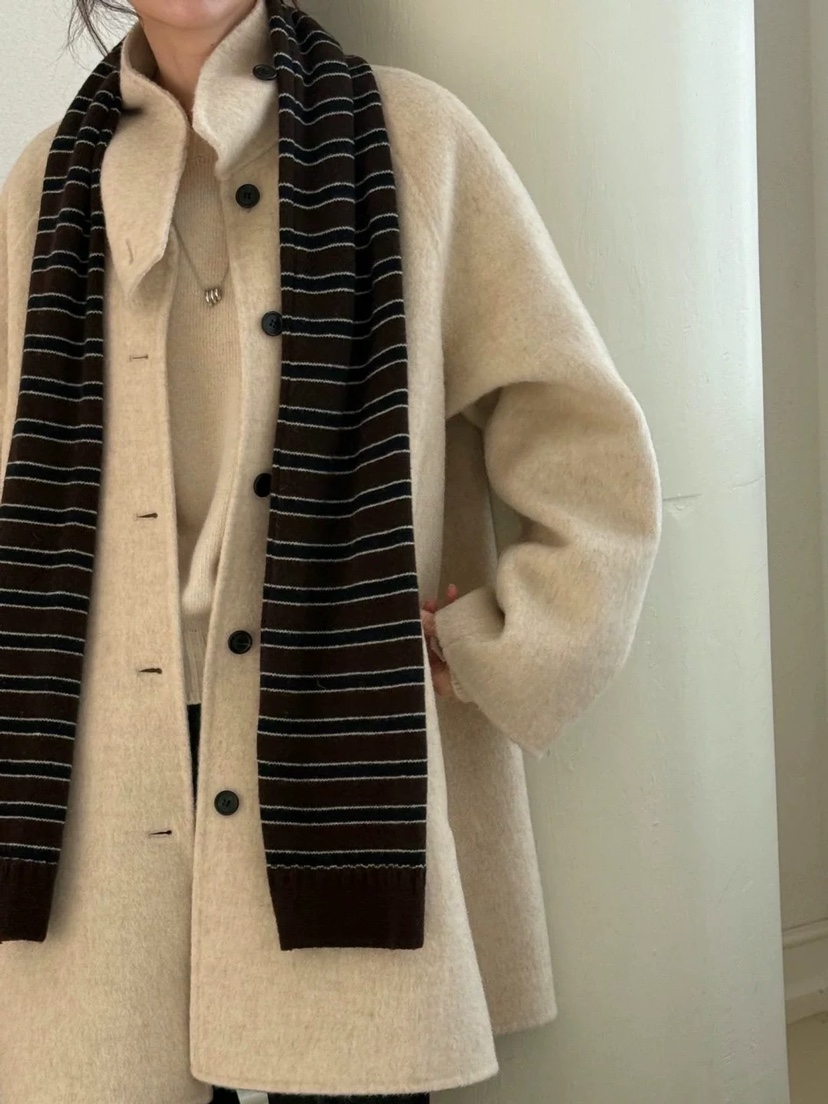 AMY GRACE東大門㊣代購女裝新品25秋冬真品圍巾披肩圍巾條紋AMY GRACE圍巾/披肩圖色1