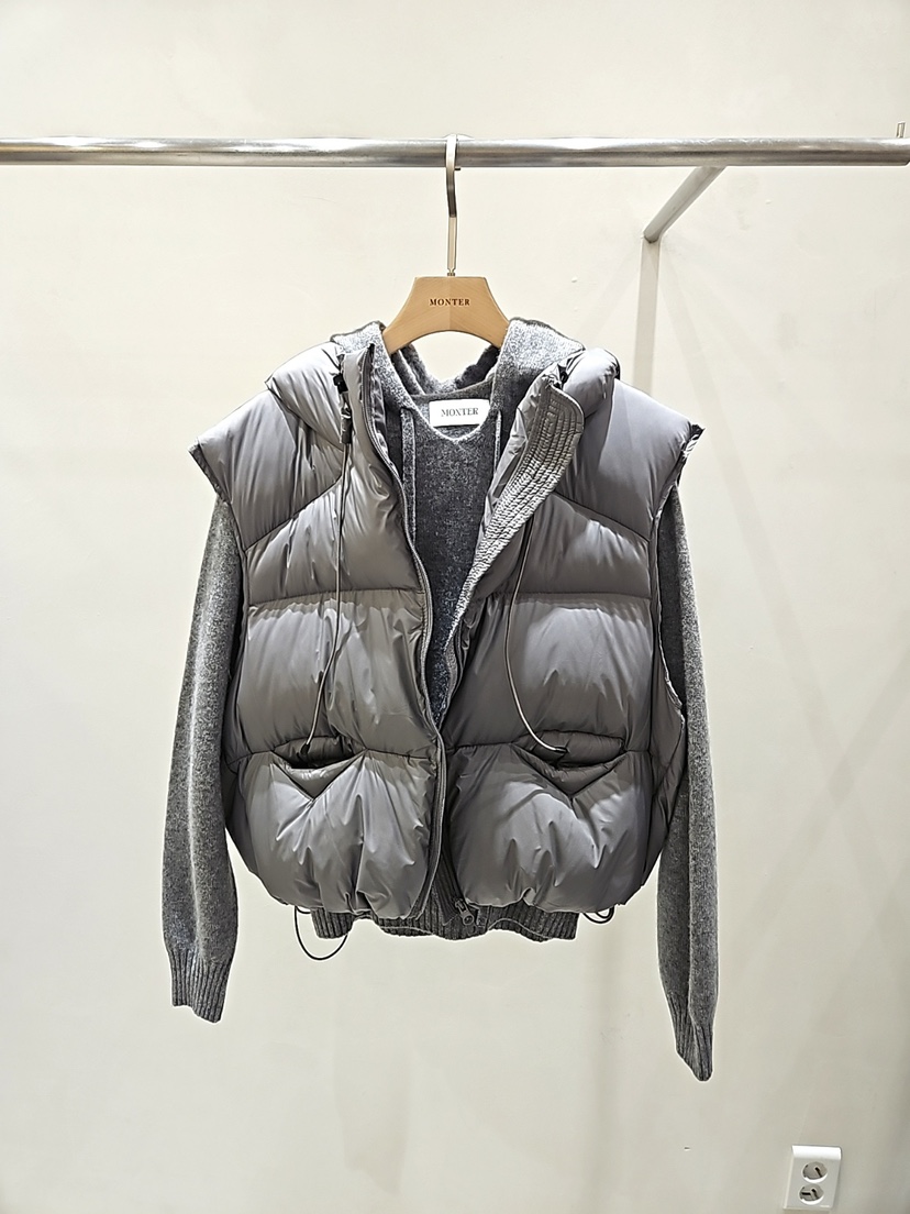 MONTER東大門㊣直郵女士新款真品推薦休閑馬甲不含內搭鵝絨MONTER馬甲圖色2