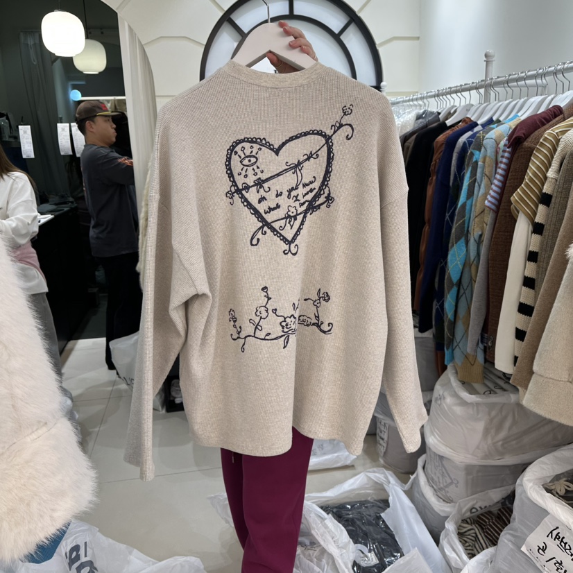 EGG IS東大門㊣直郵女士新款25秋冬推薦真品長袖T恤華夫格EGG IS長袖T恤