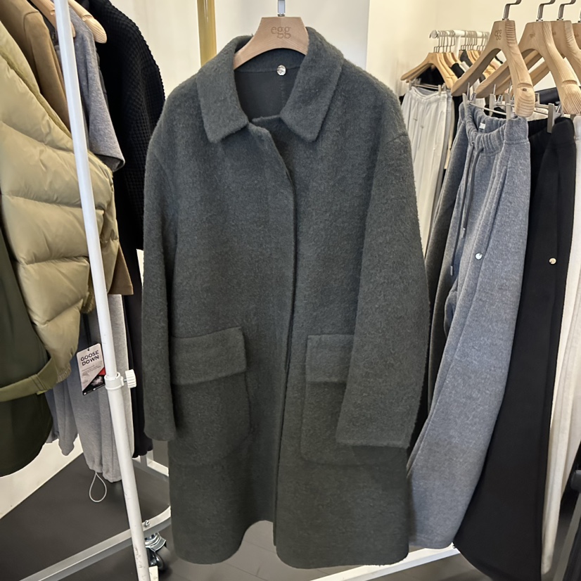 EGG韓國直郵㊣女士新品推薦真品時尚休閑熱賣人氣中長款大衣EGG-訂貨周期長中長款大衣圖色2