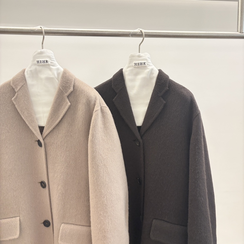 HEHR韓國直郵㊣女裝新品25秋冬真品熱賣中長款大衣手工制作hehr-AUTOMNE中長款大衣