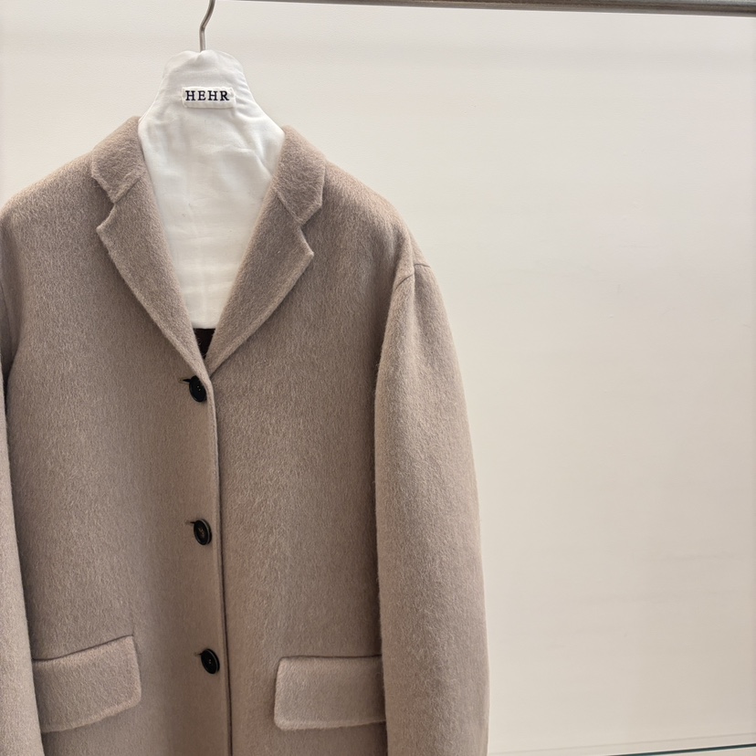 HEHR韓國直郵㊣女裝新品25秋冬真品熱賣中長款大衣手工制作hehr-AUTOMNE中長款大衣