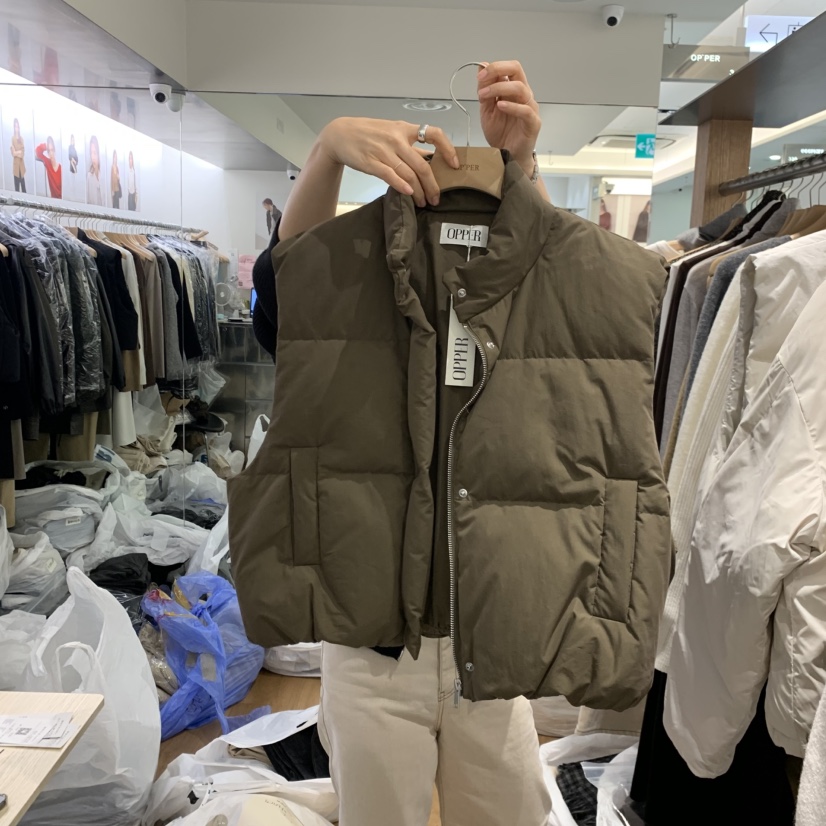 OP PER韓國直郵㊣女裝新品時尚休閑真品職業25秋冬熱賣馬甲絨OPPER-simplebeige馬甲圖色2