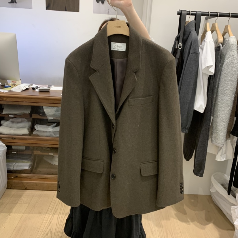 OURIN韓國代購㊣女士新款人氣真品熱賣休閑推薦25秋冬夾克羊毛OURIN夾克圖色1