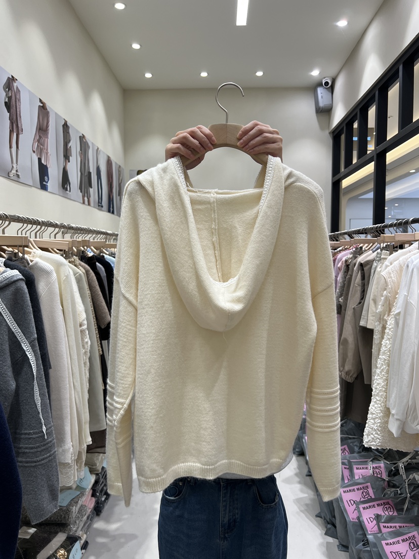 MARIE MARIE東大門㊣直郵女士新品時尚真品針織衫蕾絲連帽MARIE MARIE針織衫