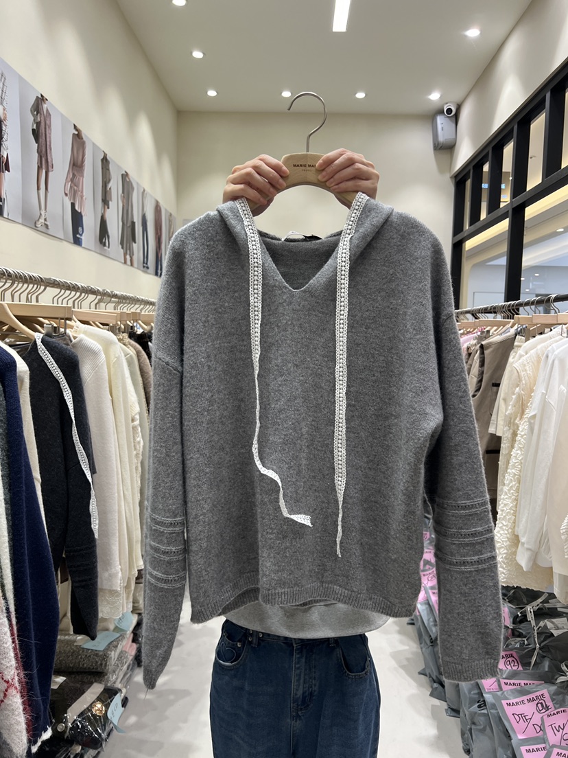 MARIE MARIE東大門㊣直郵女士新品時尚真品針織衫蕾絲連帽MARIE MARIE針織衫圖色2