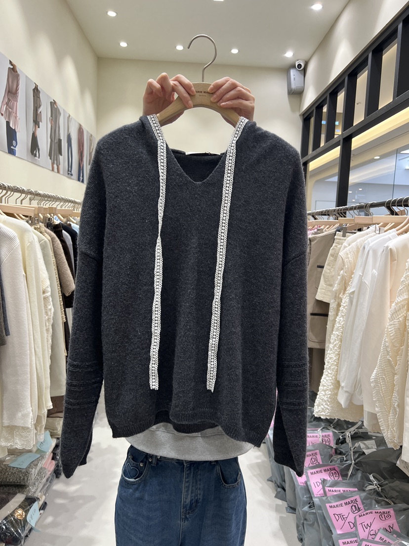 MARIE MARIE東大門㊣直郵女士新品時尚真品針織衫蕾絲連帽MARIE MARIE針織衫圖色3