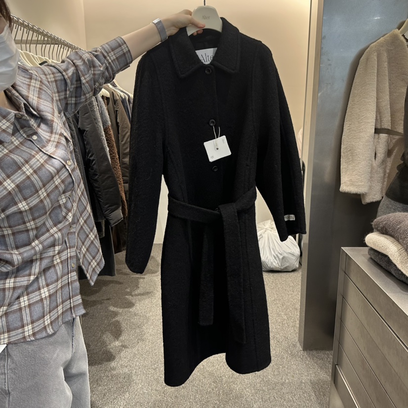 ALTER韓國直郵㊣女裝新款時尚人氣真品休閑推薦長款風衣含腰帶Alter長款風衣圖色3黑色