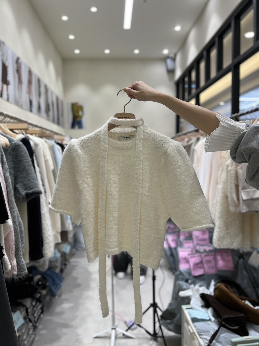 MARIE MARIE韓國直郵㊣女裝新款職業人氣真品針織衫含脖帶MARIE MARIE針織衫圖色1