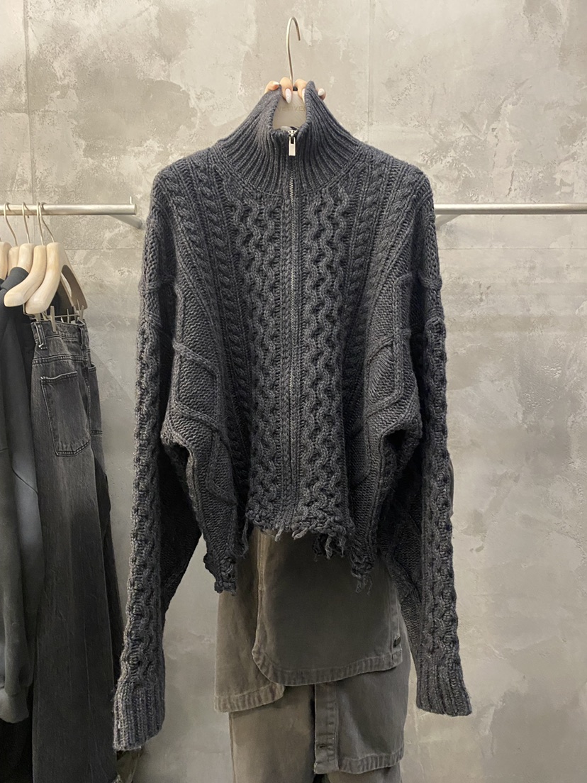 THE VETIVER-A東大門㊣直郵女裝新品休閑25秋冬針織衫拉鏈VETIVER針織衫