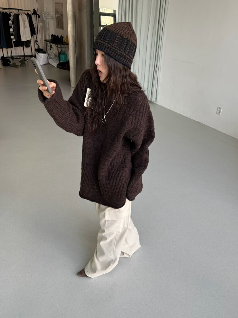 MINIMUZE韓國代購㊣女士新款25秋冬時尚熱賣休閑針織衫寬松MINIMUZE針織衫