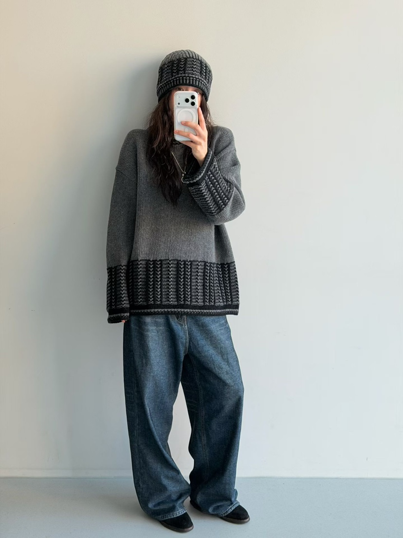 MINIMUZE韓國代購㊣女士新款25秋冬時尚熱賣休閑針織衫寬松MINIMUZE針織衫