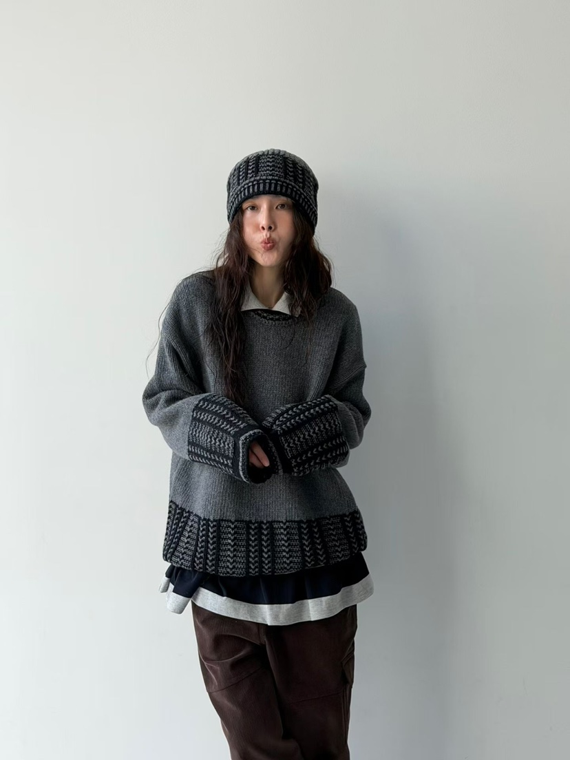 MINIMUZE韓國代購㊣女士新款25秋冬時尚熱賣休閑針織衫寬松MINIMUZE針織衫