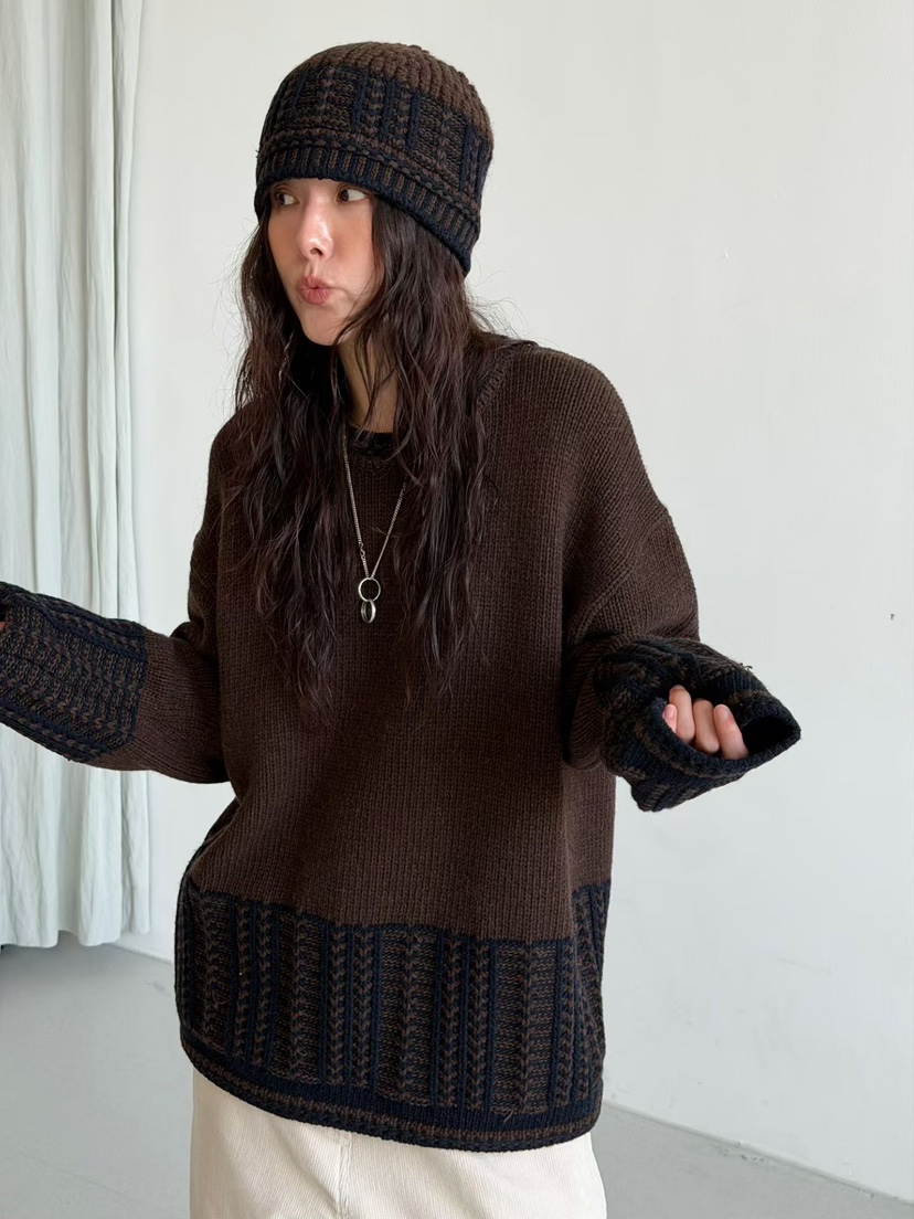 MINIMUZE韓國代購㊣女士新款25秋冬時尚熱賣休閑針織衫寬松MINIMUZE針織衫