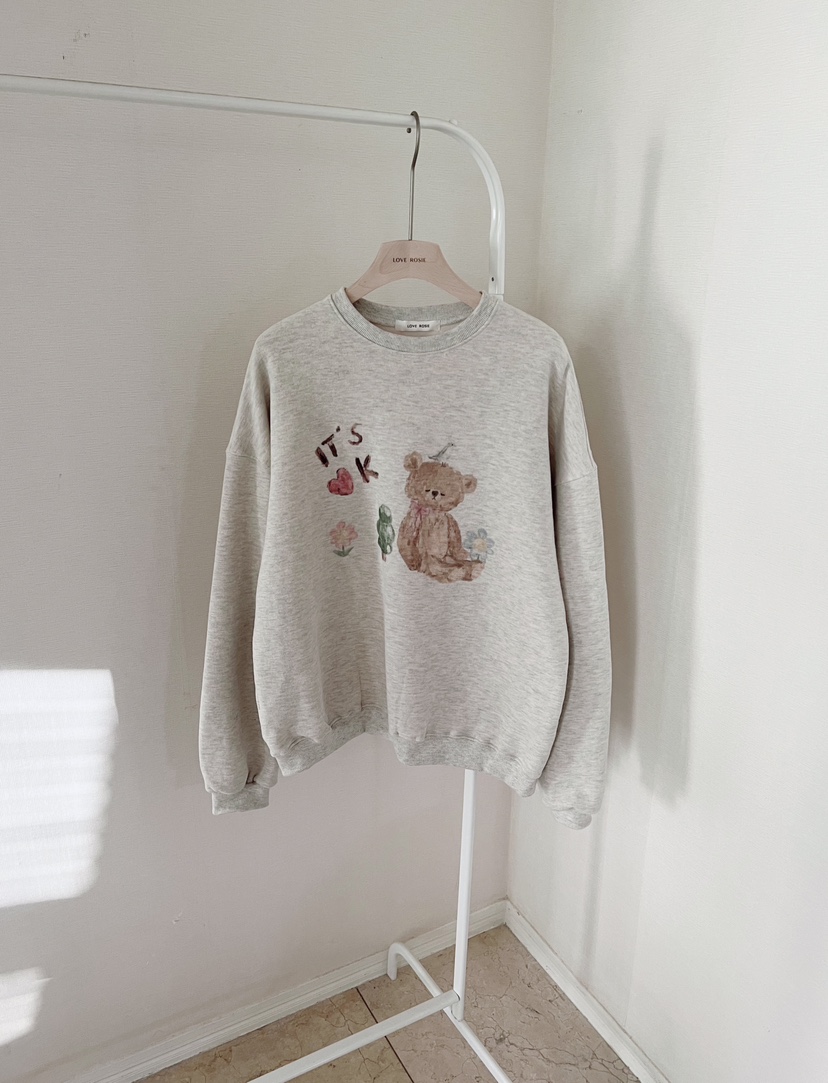 NINESQUARED東大門㊣直郵女裝新款推薦休閑真品衛衣泰迪熊羊毛LOVE ROSIE衛衣圖色2