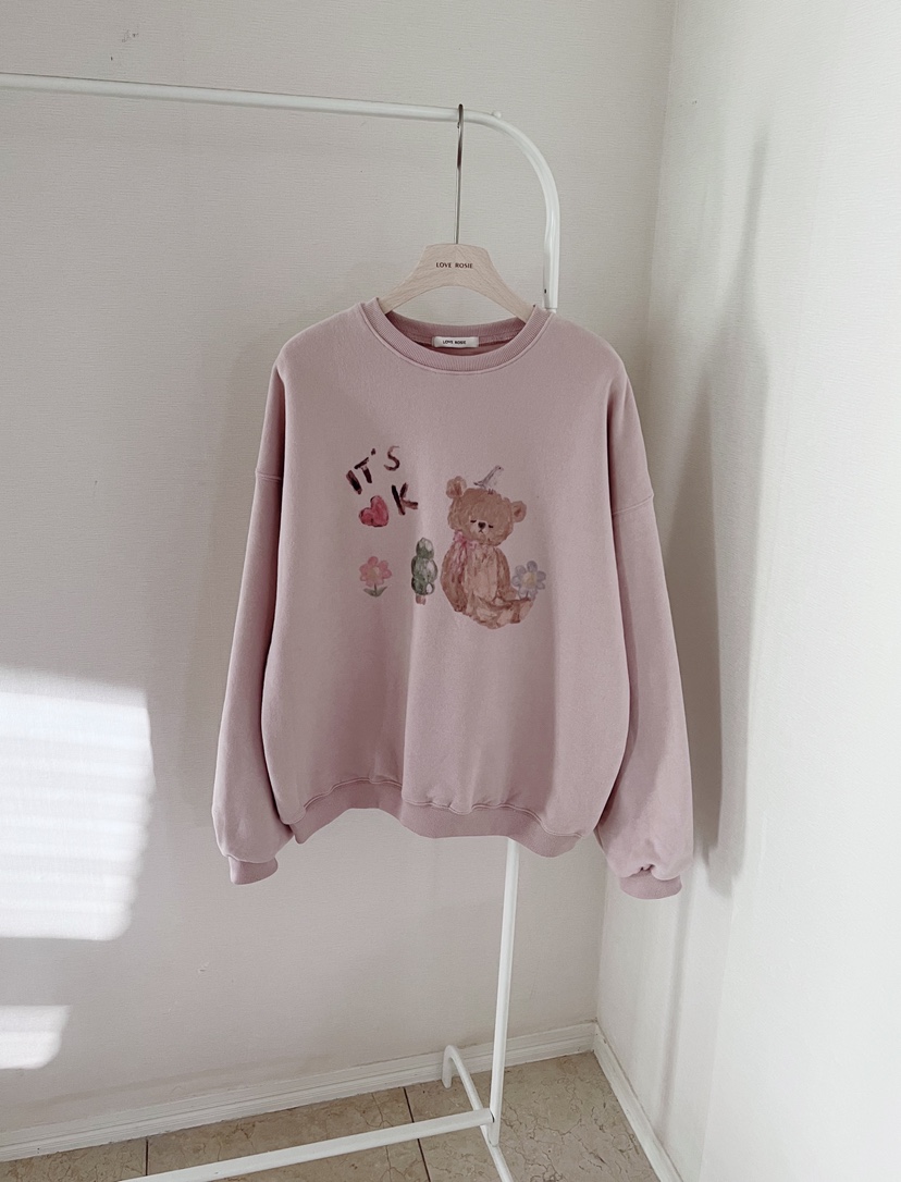 NINESQUARED東大門㊣直郵女裝新款推薦休閑真品衛衣泰迪熊羊毛LOVE ROSIE衛衣圖色3