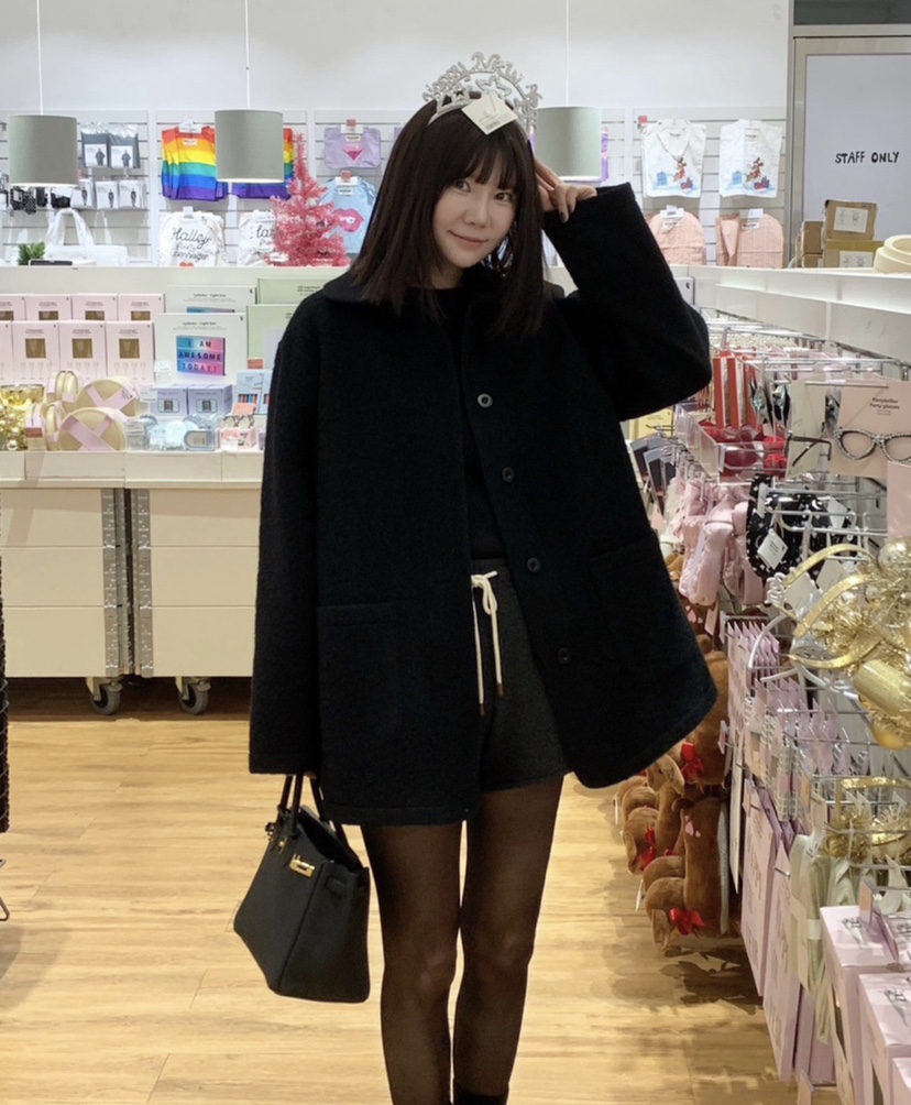 COURGETTE韓國代購㊣女裝新品25秋冬推薦真品時尚中長款大衣COURGETTE中長款大衣