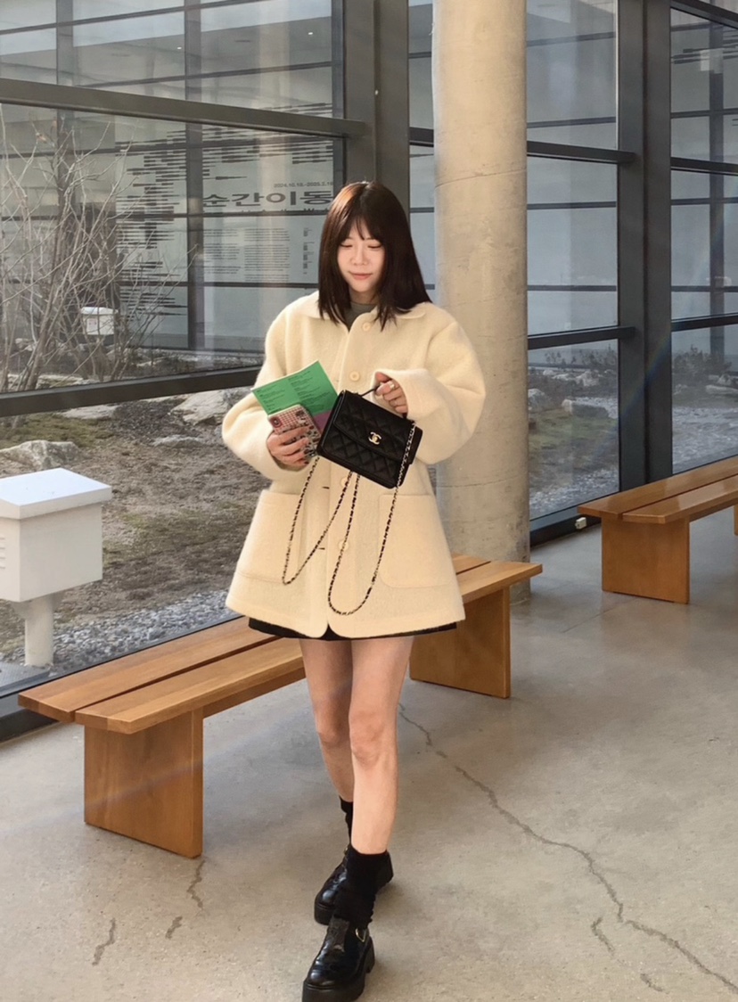 COURGETTE韓國代購㊣女裝新品25秋冬推薦真品時尚中長款大衣COURGETTE中長款大衣