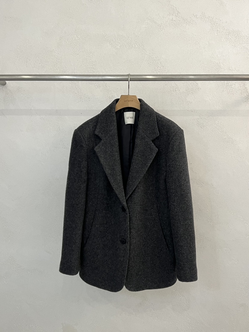 LE VASE東大門㊣代購女裝新款熱賣真品25秋冬夾克羊毛人字紋LE VASE夾克