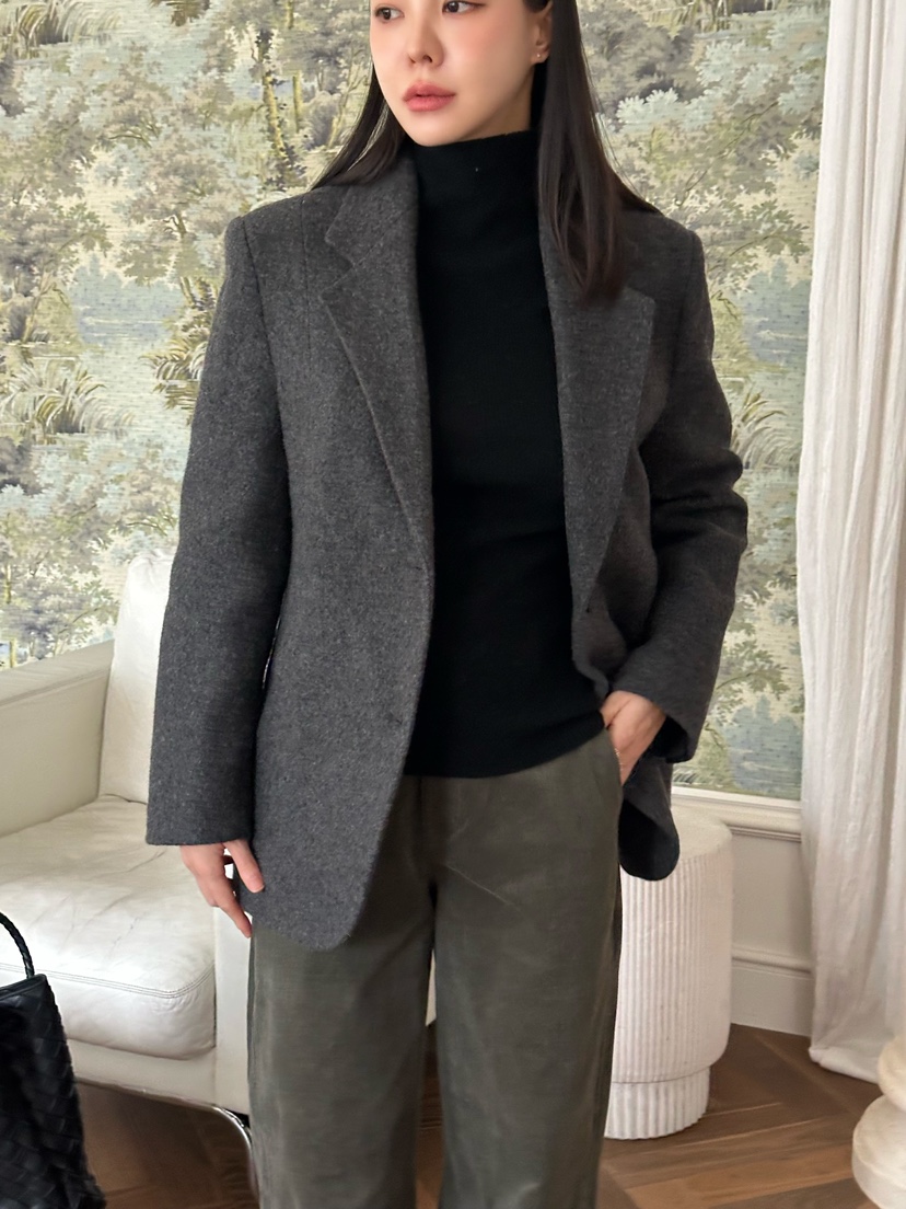 LE VASE東大門㊣代購女裝新款熱賣真品25秋冬夾克羊毛人字紋LE VASE夾克圖色3