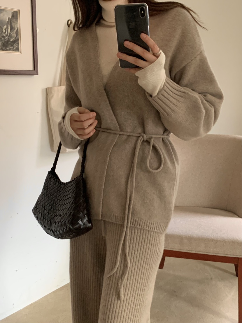 LEGACY韓國直郵㊣女士新款真品休閑時尚針織衫含腰繩柔軟開衫LEGACY針織衫