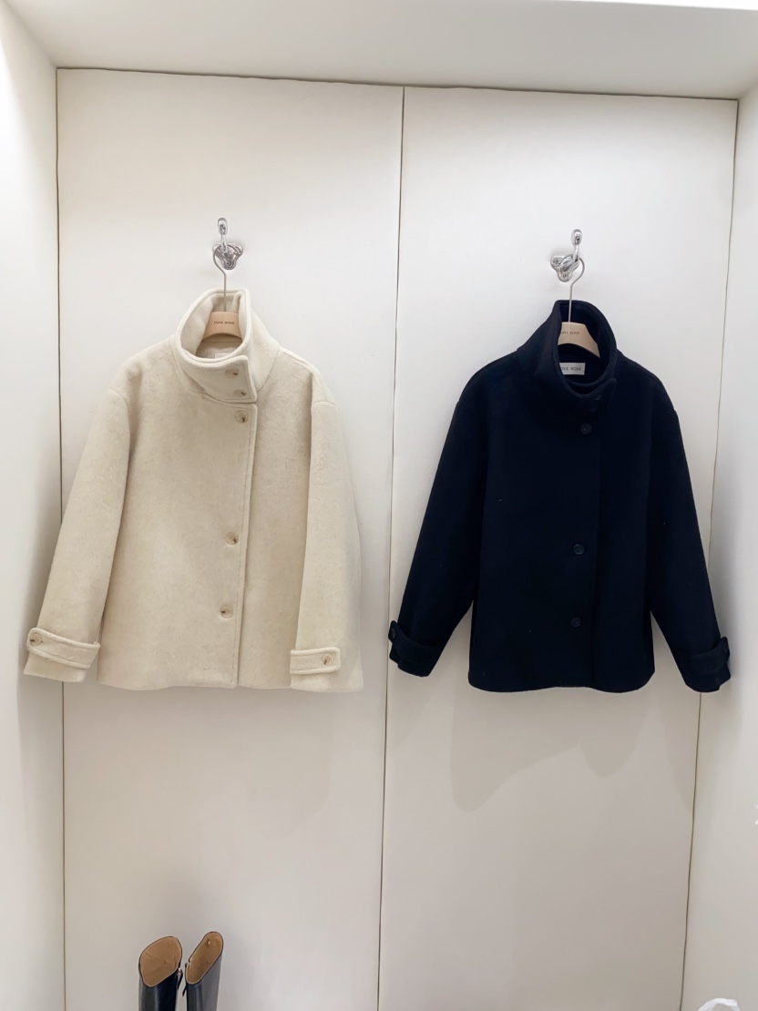 NINESQUARED東大門㊣代購女士新品職業休閑短款大衣羊毛高領LOVE ROSIE短款大衣