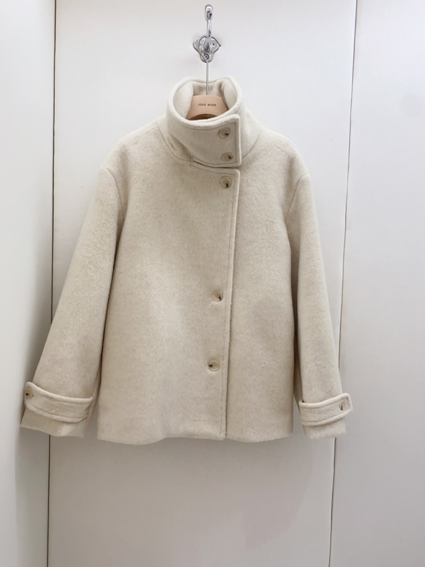 NINESQUARED東大門㊣代購女士新品職業休閑短款大衣羊毛高領LOVE ROSIE短款大衣