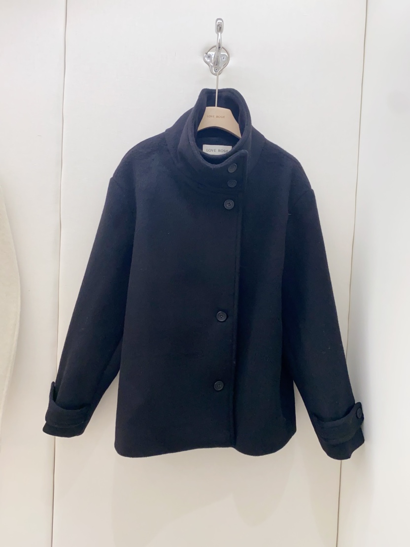 NINESQUARED東大門㊣代購女士新品職業休閑短款大衣羊毛高領LOVE ROSIE短款大衣圖色2
