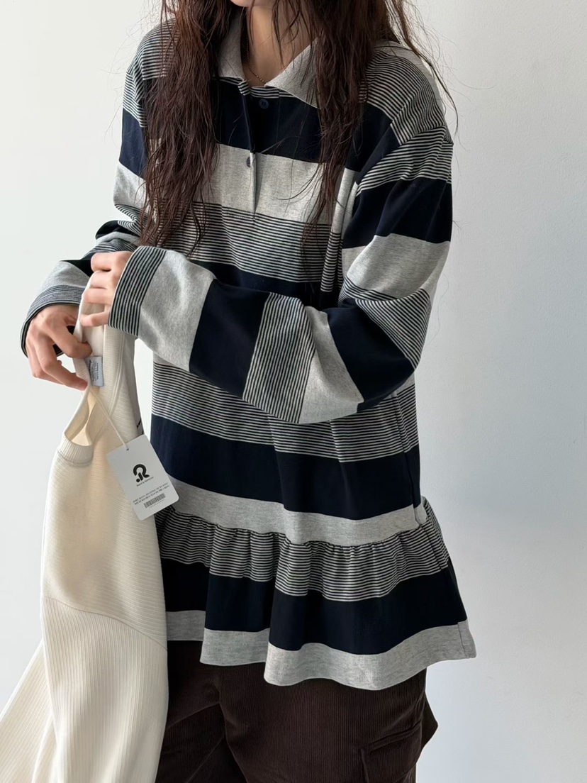 MINIMUZE東大門㊣代購女士新款職業時尚長袖T恤荷葉邊單排扣MINIMUZE長袖T恤