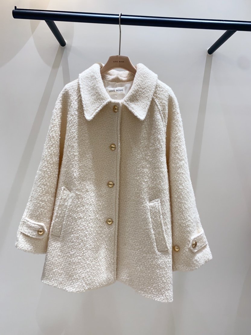 NINESQUARED東大門㊣實拍女裝新款熱賣25秋冬中長款大衣羊毛LOVE ROSIE中長款大衣