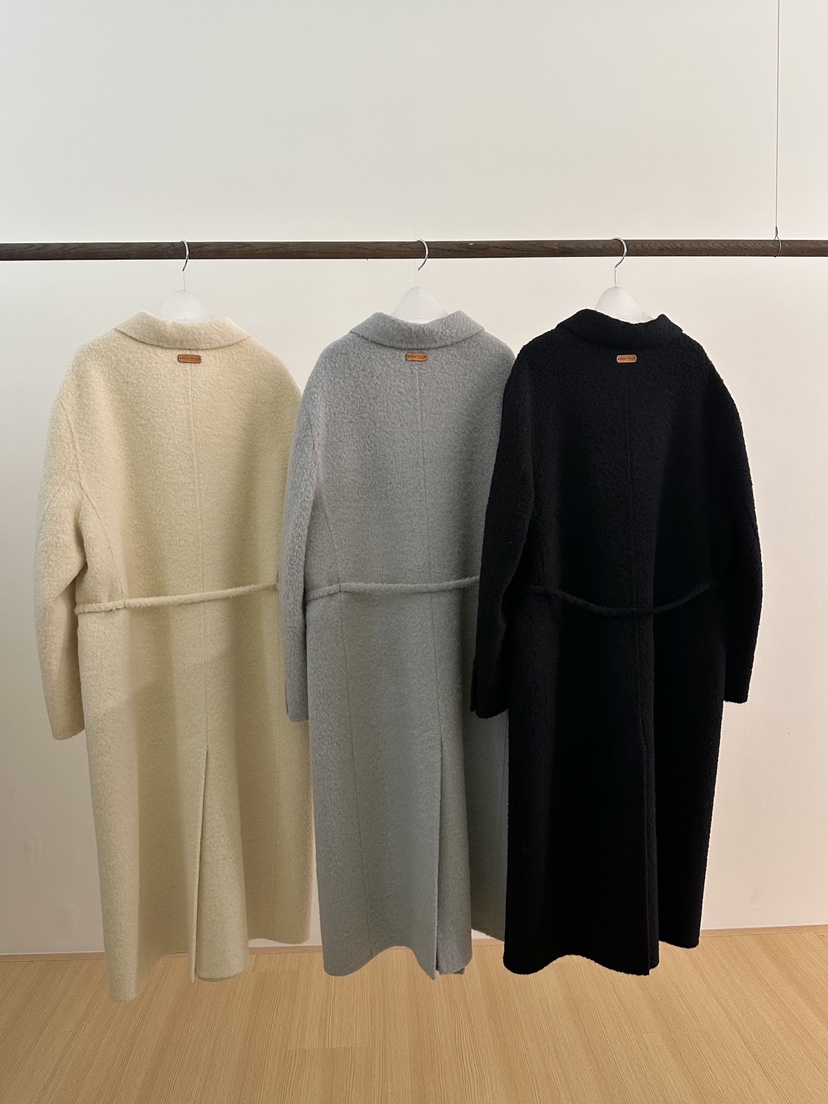 ERUME韓國直郵㊣女士新品休閑真品推薦中長款大衣含腰繩羊駝ERUME中長款大衣