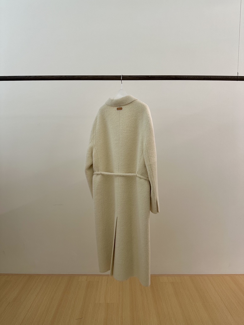 ERUME韓國直郵㊣女士新品休閑真品推薦中長款大衣含腰繩羊駝ERUME中長款大衣