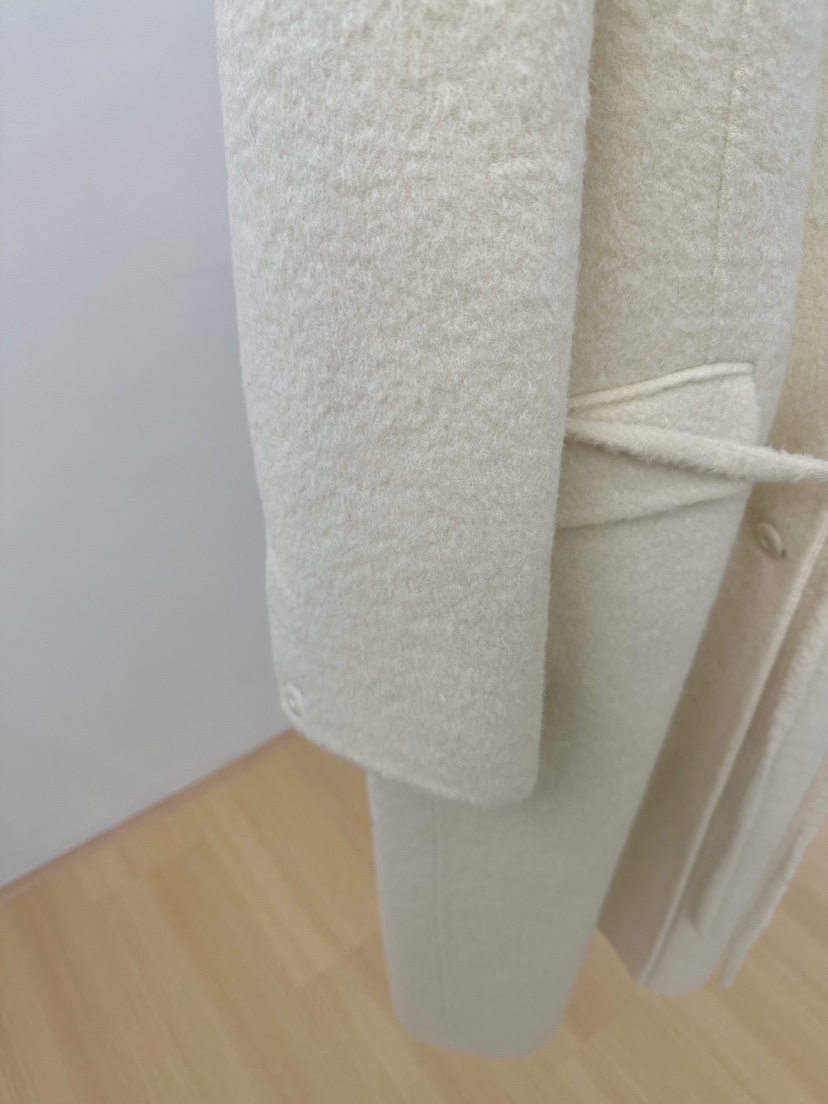 ERUME韓國直郵㊣女士新品休閑真品推薦中長款大衣含腰繩羊駝ERUME中長款大衣