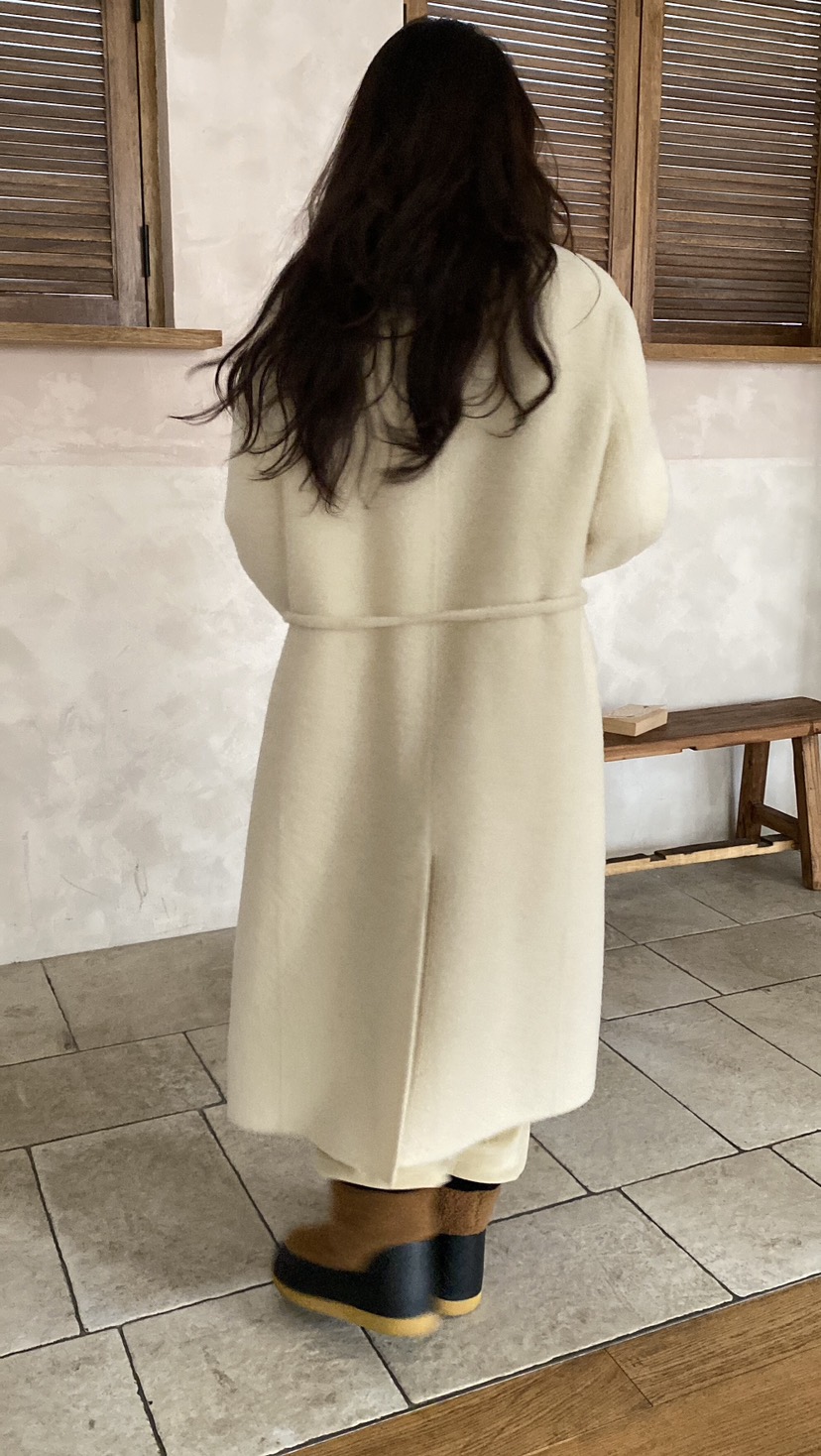 ERUME韓國直郵㊣女士新品休閑真品推薦中長款大衣含腰繩羊駝ERUME中長款大衣