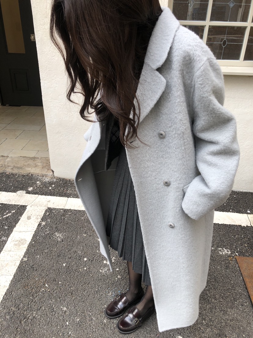 ERUME韓國直郵㊣女士新品休閑真品推薦中長款大衣含腰繩羊駝ERUME中長款大衣