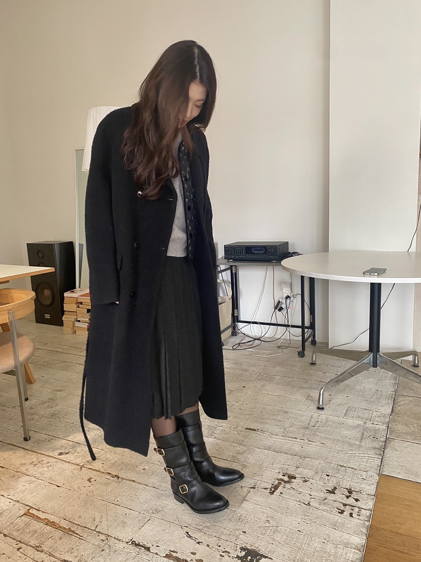 ERUME韓國直郵㊣女士新品休閑真品推薦中長款大衣含腰繩羊駝ERUME中長款大衣