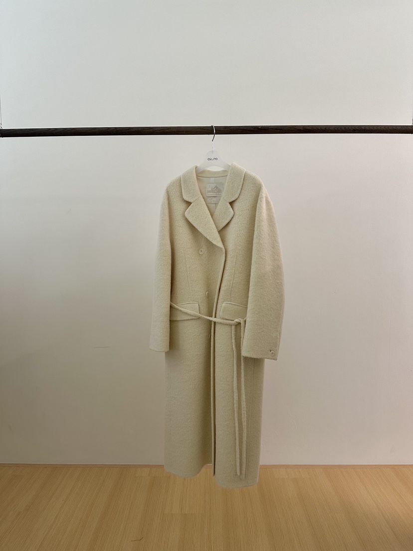 ERUME韓國直郵㊣女士新品休閑真品推薦中長款大衣含腰繩羊駝ERUME中長款大衣圖色1