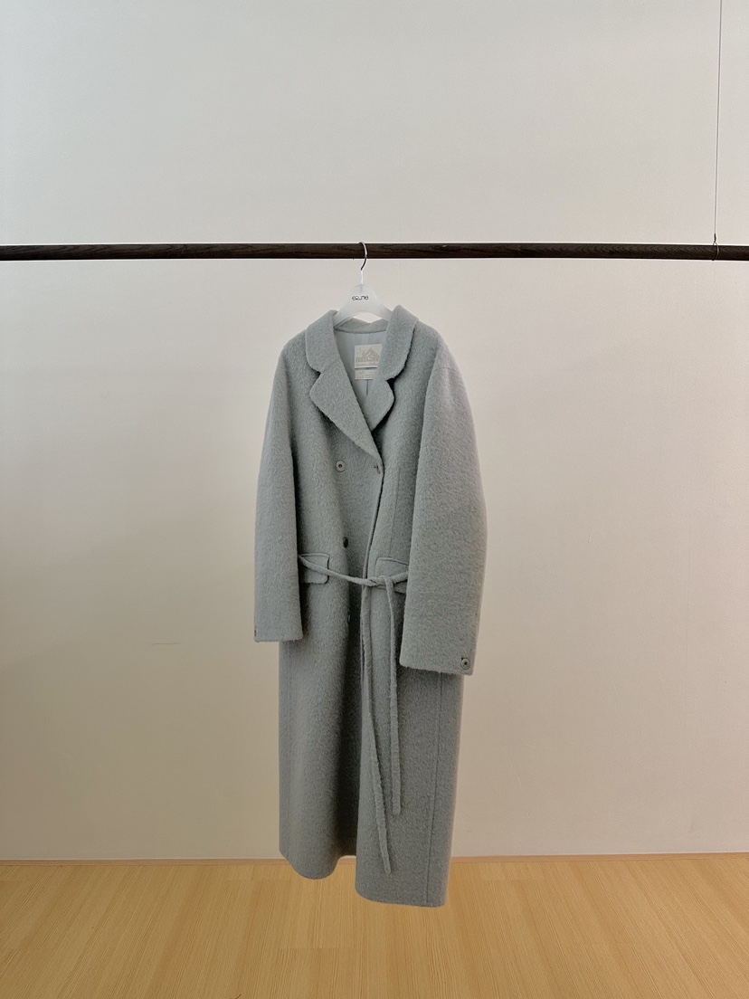 ERUME韓國直郵㊣女士新品休閑真品推薦中長款大衣含腰繩羊駝ERUME中長款大衣圖色2