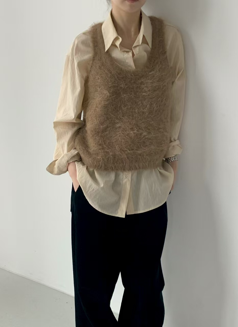 TAF韓國直郵㊣女裝新品真品休閑時尚25秋冬職業吊帶背心羊駝TAF吊帶/背心