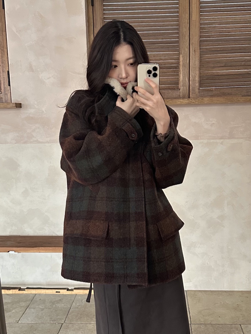 ERUME東大門㊣代購女士新款熱賣人氣真品職業休閑短款大衣格紋ERUME短款大衣