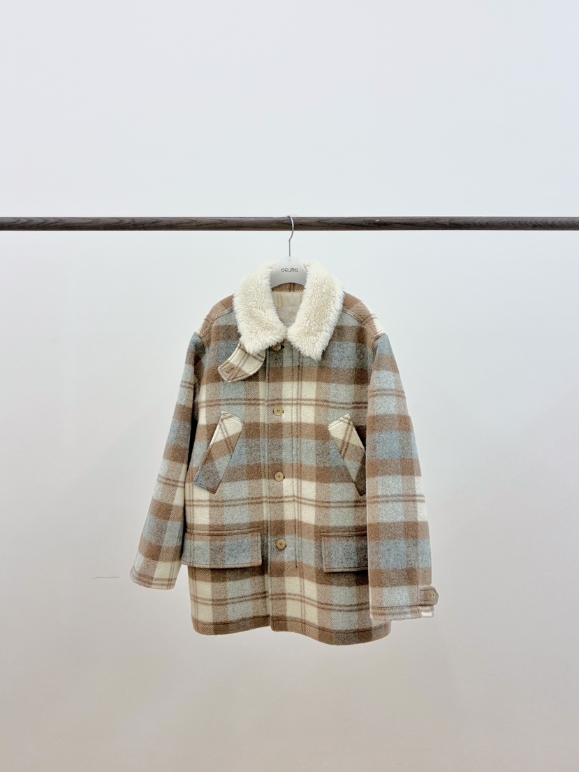 ERUME東大門㊣代購女士新款熱賣人氣真品職業休閑短款大衣格紋ERUME短款大衣圖色1